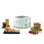 Toster na 4 kromki z 2 pokrętłami 50's Style pastelowa zieleń Smeg