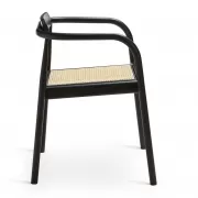 KRZESŁO AHM CZARNE SIEDZISKO TRZCINOWE Please Wait to be Seated