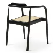 KRZESŁO AHM CZARNE SIEDZISKO TRZCINOWE Please Wait to be Seated