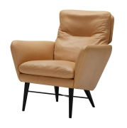 Fotel Amy z drewnianymi nogami Aniline Latte Sits