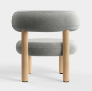 Fotel Fat Natural Wood - Silver Velvet Tom Dixon