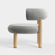 Fotel Fat Natural Wood - Silver Velvet Tom Dixon