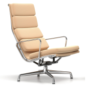 Fotel Soft Pad Chair EA 222 Tkanina Track Pink-Mustard - podstawa aluminiowa Vitra