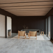 Fotel Tenon beżowy z dębową podstawą New Works