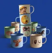 KUBEK EMALIOWANY Z UCHEM BIRD SELETTI