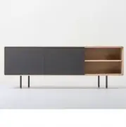 KOMODA DĘBOWA FINA 180X45X64 CM CZARNA GAZZDA