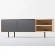 KOMODA DĘBOWA FINA 180X45X64 CM CZARNA GAZZDA