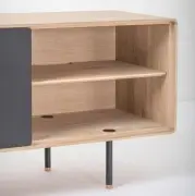 KOMODA DĘBOWA FINA 180X45X64 CM CZARNA GAZZDA
