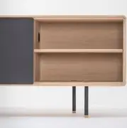 KOMODA DĘBOWA FINA 180X45X64 CM CZARNA GAZZDA