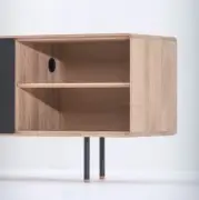 KOMODA DĘBOWA FINA 180X45X64 CM CZARNA GAZZDA