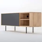 KOMODA DĘBOWA FINA 180X45X64 CM CZARNA GAZZDA