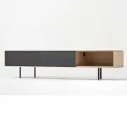 KOMODA DĘBOWA FINA NISKA 160X45X48 CM CZARNA GAZZDA