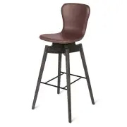 Krzesło Barowe Shell Grey Oak-Cognac Leather H-100 Cm Mater