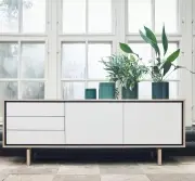 KOMODA FLOOW 200 CM DĄB OLEJOWANY - BIAŁY LAMINAT BOLIA