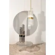 Lampa Cactus duża przydymiona szara-mosiężna Pulpo