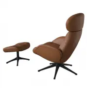 Fotel Wypoczynkowy Chester Z Podnóżkiem Omaha Cognac Brown Flexlux