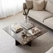Stolik kawowy Brooksville okrągły brązowy marmur Rowico