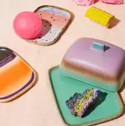 Zestaw 2 małych ceramicznych tac 70s atlas HKliving