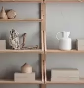 Półka Strap Living 01 dąb bielony - skóra cognac Bolia
