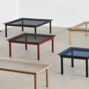 Stolik kawowy Kofi 120 cm czarny dąb przezroczysty blat Hay