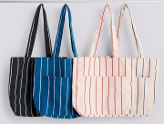 Torba na zakupy Outdoor Market czarna w beżowe pasy HAY