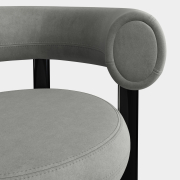 Krzesło Fat Black Steel - Silver Velvet Tom Dixon