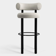 Krzesło barowe Fat Black Steel - Ivory Boucle Tom Dixon