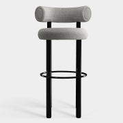 Krzesło barowe Fat Black Steel - Natural Boucle Tom Dixon
