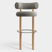 Krzesło barowe Fat Natural Wood - Clay Boucle Tom Dixon