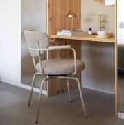 Krzesło Merrick tkanina ciemnobeżowa - podstawa beżowa Rowico