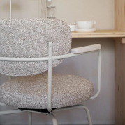 Krzesło Merrick tkanina ciemnobeżowa - podstawa beżowa Rowico