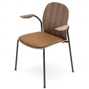 Krzesło Book z podłokietnikiem orzech naturalna skóra Gazzda