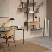 Krzesło Dosina z podłokietnikiem naturalny dąb - skóra cognac PWtbS