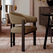 Krzesło Duct z podłokietnikiem bouclé Dark olive - nogi antique pewter Dan-Form