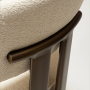 Krzesło Duct z podłokietnikiem bouclé Simply beige - brązowe nogi Dan-Form