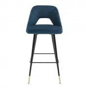 KRZESŁO BAROWE AVORIO niebieskie velvet H;100 CM EICHHOLTZ