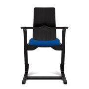 Krzesło ergonomiczne Actulum niebieskie, czarne drewno Varier