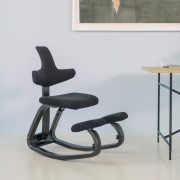 Krzesło ergonomiczne Thatsit ciemnoszare, czarne drewno Varier