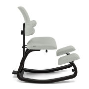 Krzesło ergonomiczne Thatsit jasnoszare, czarne drewno Varier