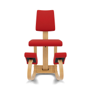 Krzesło ergonomiczne Variable Plus czerwone, jasnobrązowe drewno Varier