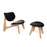 Podnóżek Slab naturalny dąb, czarna skóra Tom Dixon