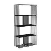 Regał modułowy Panton Wire czarny z marmurową, białą półką Montana