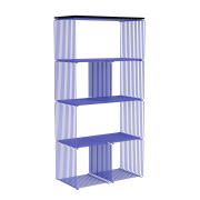 Regał modułowy Panton Wire niebieski z marmurową, czarną półką Montana