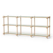 Regał Woody Low dąb bielony - szkło transparentne HAY