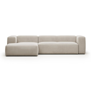 Sofa Blok 3 osobowa z lewym szezlongiem beżowa Kave Home