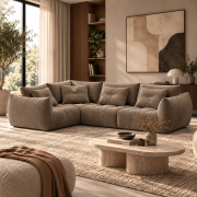 Sofa narożna Bloom jasnobrązowy welur Micadoni