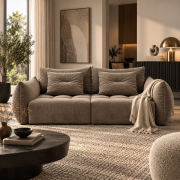 Sofa z funkcją spania Bloom jasnobrązowy welur Micadoni
