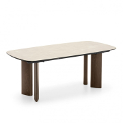 Stół rozkładany Sandy 200-296 cm White Travertino - Canaletto Walnut Calligaris