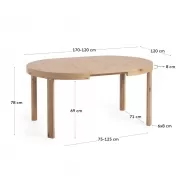 Stół rozkładany Colleen 120-170 cm kave home