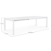 Stół rozkładany do ogrodu Konnor 200x300 cm biały Bizzotto
